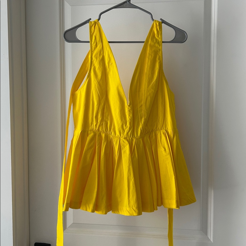 Anthropologie Atsu Sleeveless Poplin Yellow Top - Picture 8 of 9